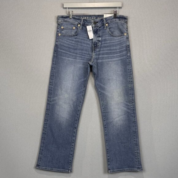 American Eagle Jeans Mens 32x30 Blue Classic Bootcut Airflex Medium Wash Denim - Picture 1 of 14
